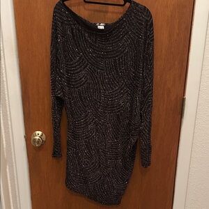VENUS Black Long Sleeve Sequin Dress - M